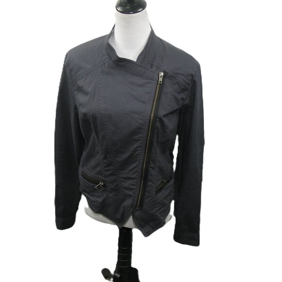 CAbi Jackets & Blazers - Cabi Charcoal Gray Cotton Zip Front Blazer Size Medium